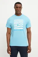 Bavlněné tričko Helly Hansen SHORELINE modrá barva, s potiskem, 54601