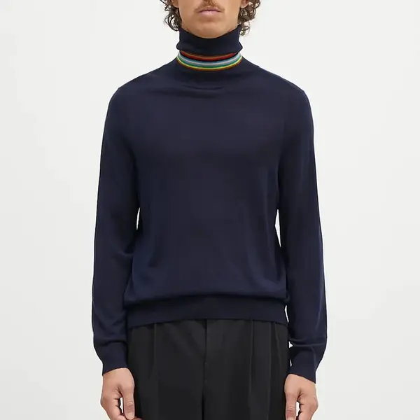 Vlněný svetr Paul Smith pánský, tmavomodrá barva, lehký, s golfem, M1R-565X-M02093