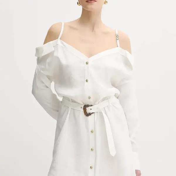Šaty Versace Jeans Couture béžová barva, mini, 78HAO911 N0433