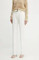 Kalhoty Versace Jeans Couture dámské, béžová barva, high waist, 78HAA111 N0356