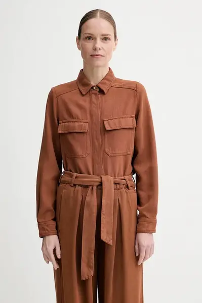 Košile Sessun dámská, oranžová barva, regular, s klasickým límcem, 25210014