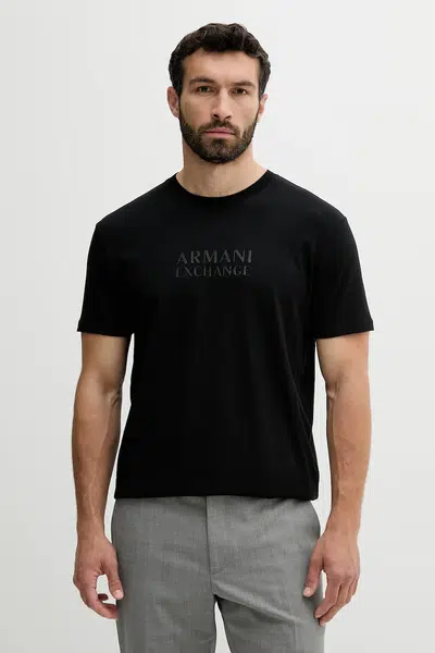 Bavlněné tričko Armani Exchange pánské, černá barva, XM000553 AF10334
