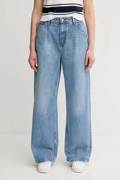 Džíny s příměsí lnu Tommy Hilfiger dámské, modrá barva, WW0WW46792