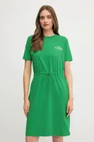 Bavlněné šaty Tommy Hilfiger zelená barva, mini, WW0WW45529