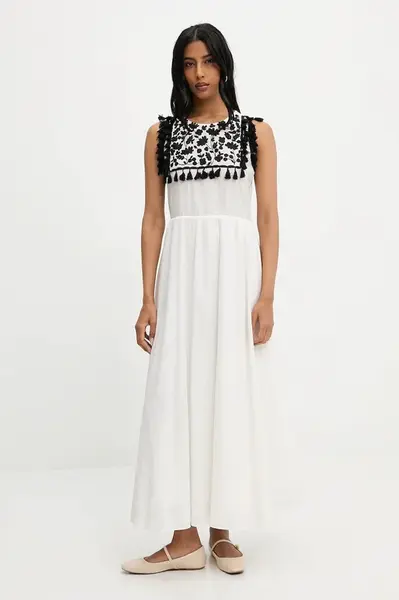 Bavlněné šaty Answear.LAB bílá barva, maxi