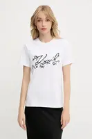 Bavlněné tričko Karl Lagerfeld dámské, bílá barva, A3W17018