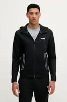 Mikina BOSS Green pánská, černá barva, s kapucí, s potiskem, 50542948