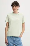 Bavlněné tričko Calvin Klein Jeans dámské, zelená barva, LV047C912G