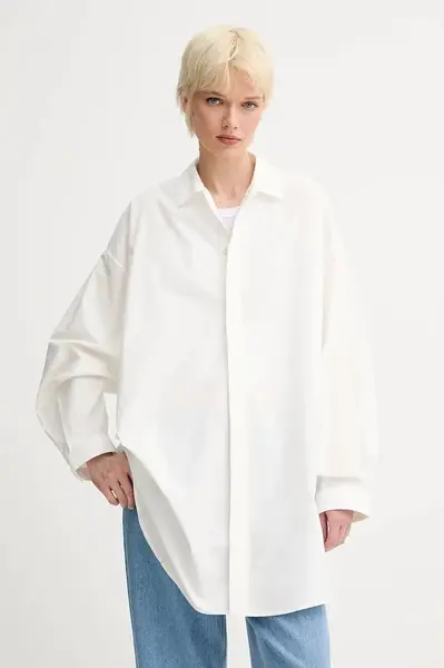 Bavlněná košile Sunnei dámská, bílá barva, relaxed, s klasickým límcem, PRTWXSHR013