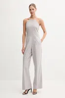 Overal ze lněné směsi Sisley šedá barva, s příměsí lnu, cold shoulder, 4NP9LT00N