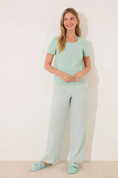 Bavlněné pyžamo women'secret dámské, zelená barva, bavlněné, 3599209