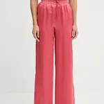 Kalhoty Pinko dámské, růžová barva, široké, high waist, 104595 A2BU