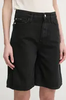 Džínové šortky Marc O'Polo dámské, černá barva, hladké, high waist, 5000006258