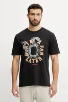 Bavlněné tričko adidas černá barva, s potiskem, JM0291
