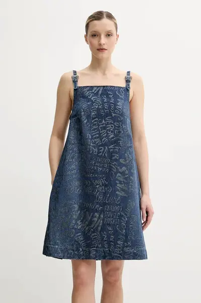 Džínové šaty Versace Jeans Couture tmavomodrá barva, mini, oversize, 78HAO95G DS025LF1