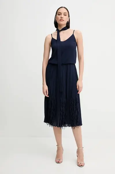 Šaty Sandro Ferrone tmavomodrá barva, midi, S18XBERYKER