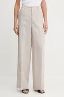 Kalhoty Liu Jo dámské, béžová barva, široké, high waist, WA5399.T4305