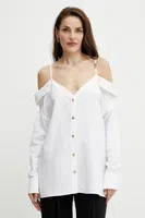 Košile Versace Jeans Couture dámská, bílá barva, relaxed, s klasickým límcem, 78HAL202 N0432