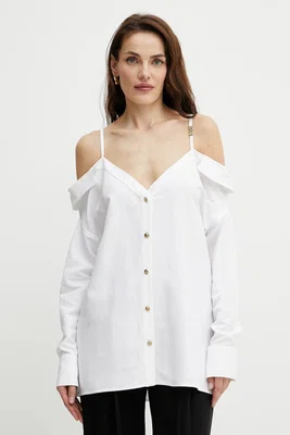 Košile Versace Jeans Couture dámská, bílá barva, relaxed, s klasickým límcem, 78HAL202 N0432