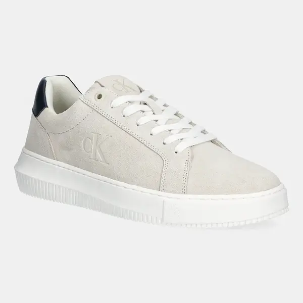 Semišové tenisky Calvin Klein Jeans CHUNKY CUPSOLE SU pánské, béžová barva, YM0YM01299