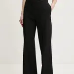 Kalhoty HUGO dámské, černá barva, široké, high waist, 50540242
