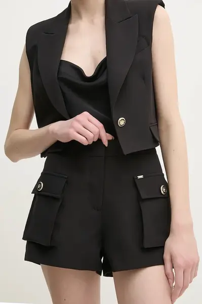 Kraťasy Gaudi dámské, černá barva, hladké, high waist, 511FD25023