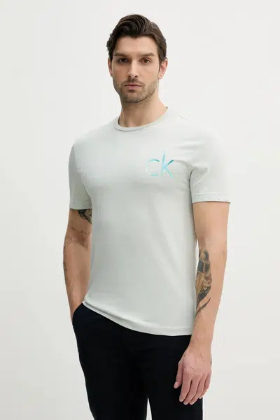 Bavlněné tričko Calvin Klein zelená barva, s potiskem, K10K114146