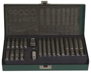 Sada bitů RIBE, M5 - M13, délky 40 a 75 mm, s adaptéry, 21 kusů - JONNESWAY S29H4121S