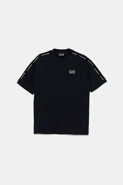 Dětské bavlněné tričko EA7 Emporio Armani tmavomodrá barva, s aplikací, 7B000054 AF10378