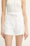 Kraťasy Guess VALENTINA dámské, bílá barva, hladké, high waist, W5GD0I WH9Y2