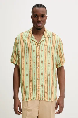 Košile Drôle de Monsieur La Chemise Bijoux pánská, zelená barva, relaxed, G-SH204-VI016-LGN