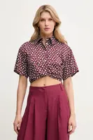 Bavlněná košile Marella MOCA vínová barva, regular, s klasickým límcem, 2513111042200