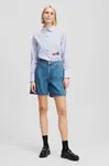 Bavlněné riflové kraťasy Karl Lagerfeld dámské, modrá barva, s potiskem, high waist, A2W10151