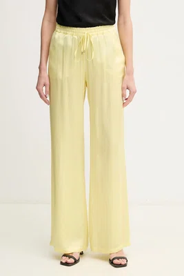Kalhoty Ermanno Scervino dámské, žlutá barva, jednoduché, high waist, 56TP078EL1