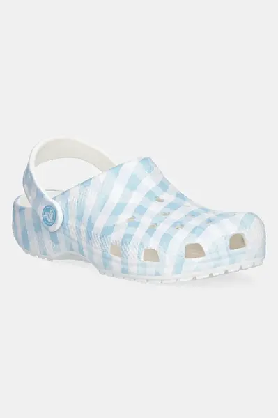 Pantofle Crocs CLASSIC GINGHAM CLOG KIDS modrá barva, 210988