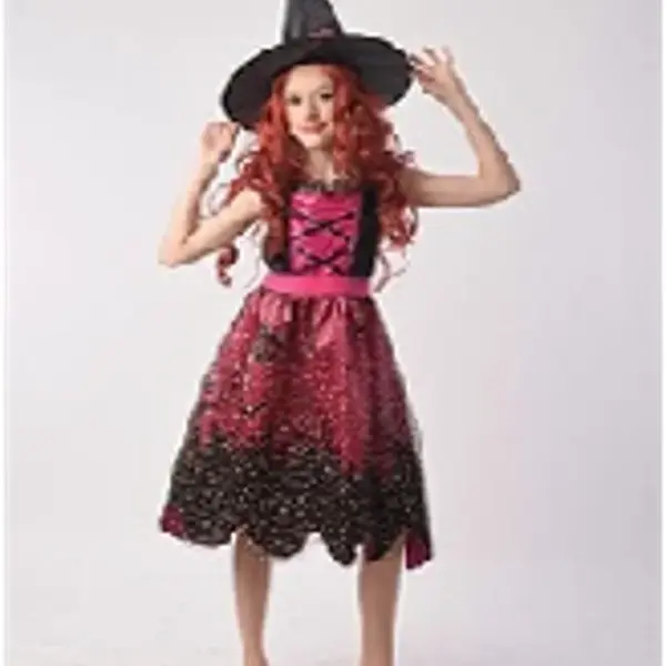 Kostým čarodějnice růžová 130-140 cm