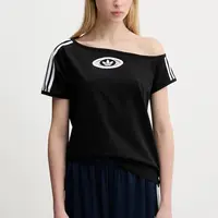 Tričko adidas Originals Offshoulder Tee dámské, černá barva, KC8796