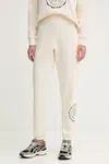 Tepláky Dkny dámské, béžová barva, s aplikací, DP5P3667