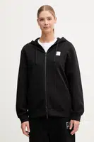 Mikina EA7 Emporio Armani dámská, černá barva, s kapucí, s aplikací, AF12116.7X000250