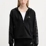 Mikina adidas Animal dámská, černá barva, s kapucí, s aplikací, JM1862