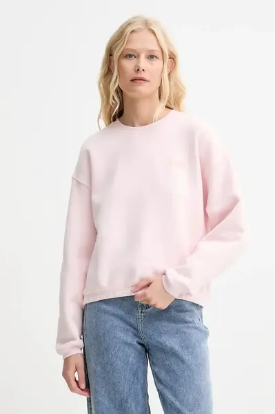 Mikina American Vintage dámská, růžová barva, s potiskem, IZU03A