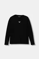 Dětské bavlněné tričko s dlouhým rukávem Emporio Armani černá barva, s potiskem, EB000420 AF15013