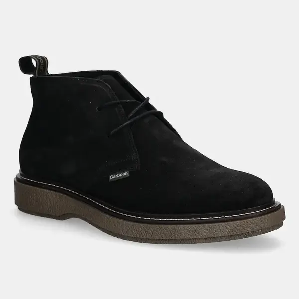 Semišové boty Barbour Blaine pánské, černá barva, MFO0820BK12