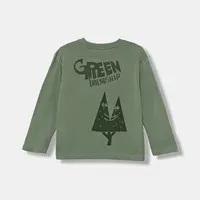 Dětské bavlněné tričko s dlouhým rukávem United Colors of Benetton zelená barva, 3I1XG10KR