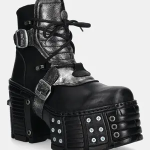 Kožené kotníkové boty New Rock ITALI NEGRO BOX PLANE