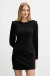 Šaty z vlněné směsi Armani Exchange černá barva, mini, přiléhavé, XW000661 AF16142