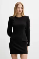 Šaty z vlněné směsi Armani Exchange černá barva, mini, přiléhavé, XW000661 AF16142