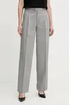 Kalhoty s příměsí vlny Twinset dámské, šedá barva, high waist, 252TP2632