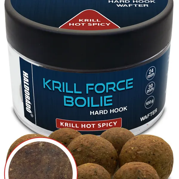 Haldorádó tvrzené boilie krill force hard hook boilies wafters 100 g 24/30 mm - hot spicy