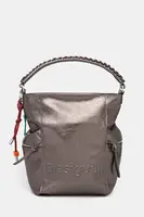 Kabelka Desigual HALF LOGO ARICA DARK SILVE stříbrná barva, 25WAKP28